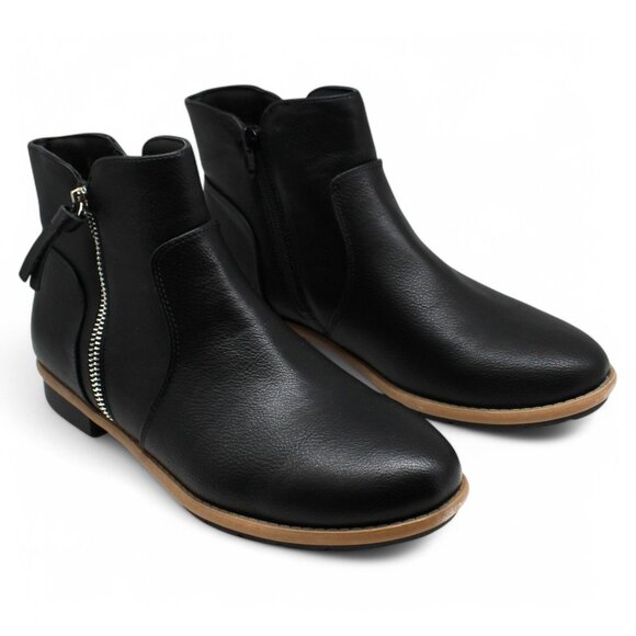 STYLE & COMPANY Womens Black Cushioned Zipper Accent Oaklynn Almond Toe Block He - Picture 1 of 8